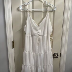 Altar'd State White Ruched Maxi Sundress